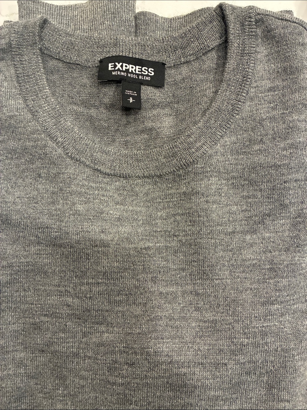 Express Men's Heather Gray Merino Wool-Blend Crewneck Sweater